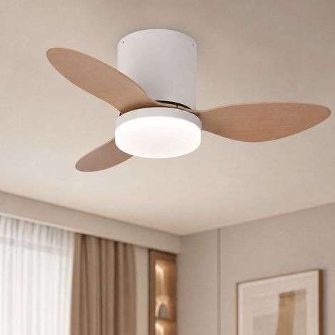 Ventilador de techo invisible con luz LED, motor de cobre silencioso, control remoto y aplicación, 25 pulgadas, ideal para el dormitorio. (1/5)
