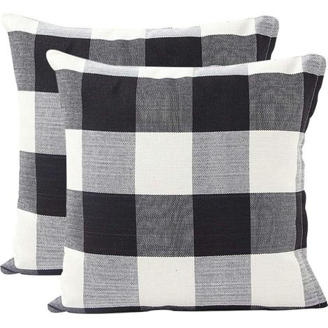 Housse de Coussin Treillis Géométrique d'oreiller pour Canapé Maison Salon Chambre Décoration D'intérieur,45x45cm,Ensemble de 2 pièces(Noir Blanc|2 pièces) (1/5)