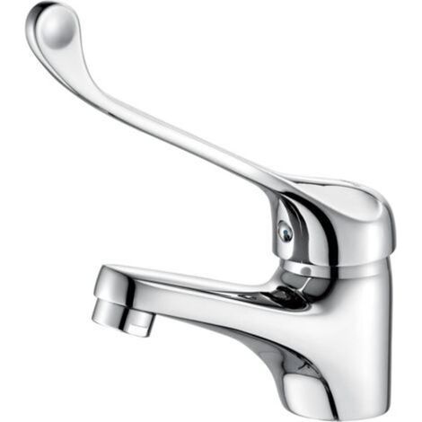 Bari - Mitigeur Lavabo avec Poignée Médicale, Robinet de Salle de Bains PMR, Cromado, Plata