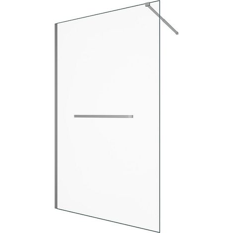 Vente-Unique – Paroi de douche à l'italienne 120x200 cm – Verre trempé 6 mm – Finition brillante – Porte-serviette intégré – Aluminium chromé