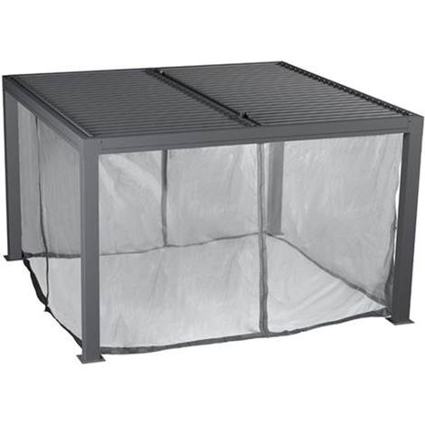 Rideau moustiquaire pour pergola bioclimatique – Protection contre insectes – Installation facile – Polyester 30 gr/m² – Surface protégée 10,80 m² – Habrita Foresta (1/5)