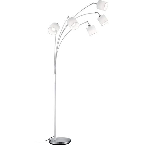 Lampada a Piantana Tommy ad Arco con 5 Paralumi Bianchi Base in Metallo h200cm (1/5)