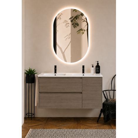 Mueble de baño con lavabo ORIGENBATH ITACA sin espejo 120x45 cm 2 senos roble smoky (1/3)