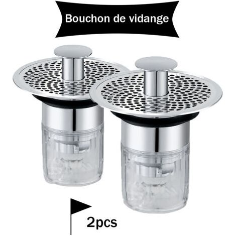 royaluxe-Lot de 2 bouchons d'évier de salle de bain 34-37 mm, bouchons d'évier universels à fermeture automatique avec filtre anti-obstruction et anti-odeurs (1/5)