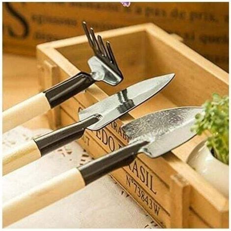 pair Mini pelle en fer pour plantation de sol meuble, ensemble d'outils de jardinage en trois pièces