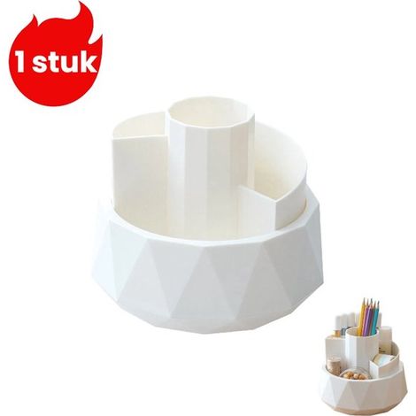 pièce - Porte-stylos rotatif - Organisateur de bureau - Porte-stylos grande capacité - Blanc (1/5)