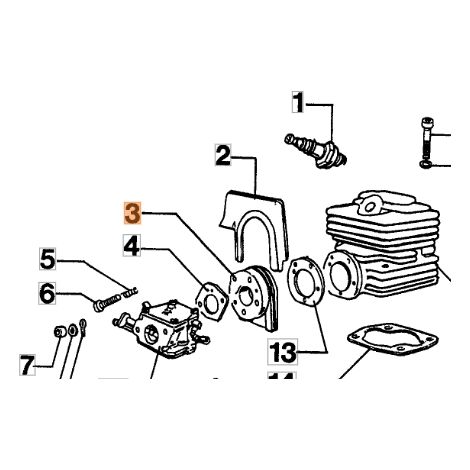 Flangia termica motore carburatore 284TTA MTL81R ORIGINALE OLEOMAC 008200925