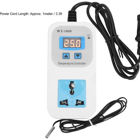 WT-1000 Intelligente elektronische Thermostatsteckdose, vollautomatischer Temperaturregler, 10 A, 110–220 V, europäischer Standard (1/5)