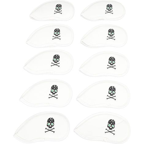 Lot de 10 couvre-clubs de golf en cuir PU, protecteurs, durables et faciles à nettoyer, compatibles avec la plupart des clubs standards (blanc). (1/5)