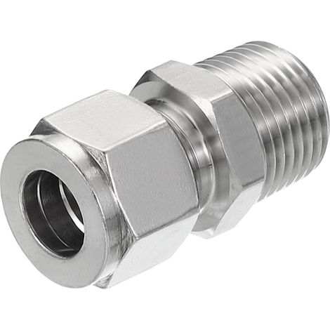1/2NPT x 12mm Raccord de Tube de Compression en Acier Inoxydable 304, Double Raccord de Tube de Compression avec Double Viroles Adaptateur Droit (1/5)