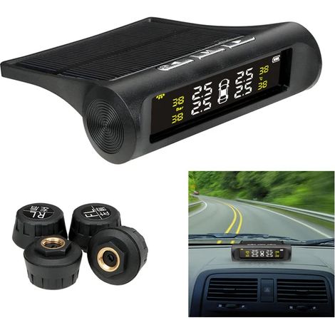 (SolarA) Capteurs solaires pour véhicules, système de surveillance de la pression des pneus, avertissement de température, testeur de pression des pneus, outils de diagnostic Cartronics 4 s (1/5)