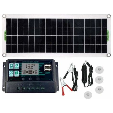 Contrôleur de Charge 100A avec Écran LCD, Régulateur de Batterie pour Panneau Solaire 12V/24V, Double USB (1/4)