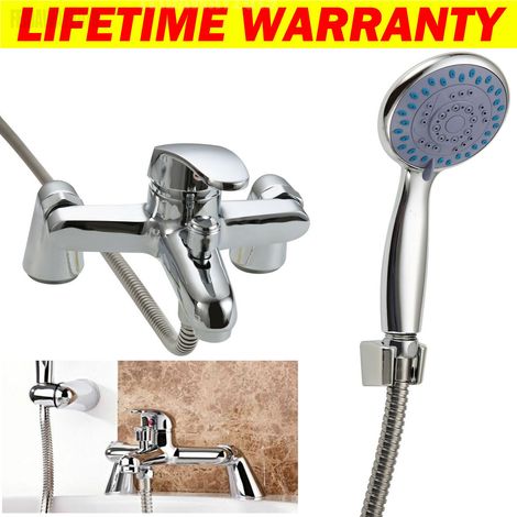 Bathroom Shower Mixer Tap Wall MountModern Bathroom Taps with Shower Head Chrome Single Lever Monobloc Solid Brass Bathroom Taps with Shower System and UK Standard Fitting (1/5)