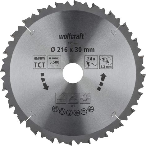 wolfcraft Lama per seghe troncatrici TCT, serie marrone I 6551000 I Tagli rapidi, grossolani