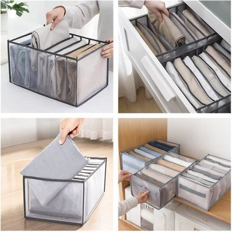 Boîte de rangement - Organisateur de Jeans - Gris - Nylon - 36x25x20cm - Mixte (1/4)