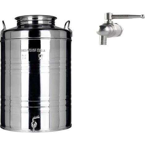 CONTENITORE BIDONE FUSTO PER OLIO IN ACCIAIO INOX 15 30 50 LITRI RUBINETTO INOX 50 LT