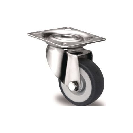 Rueda  giratoria  D.50mm  Cap.50kg  con  placa  Placa-A.60mm  Cojinete  liso  VA  TPE  TECWERK (1/2)