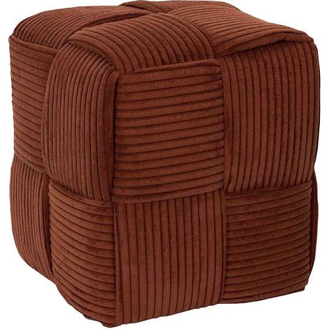 The Home Deco Factory – Pouf repose-pieds côtelé tressé terracotta – Confort optimal pour intérieur cosy – Design élégant et texture chaleureuse