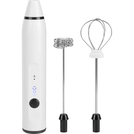 Kleiner elektrischer Hand-Schaumaufschäumer für Kaffee, Latte Macchiato und heiße Schokolade, USB-Ladefunktion, Weiß (1/5)
