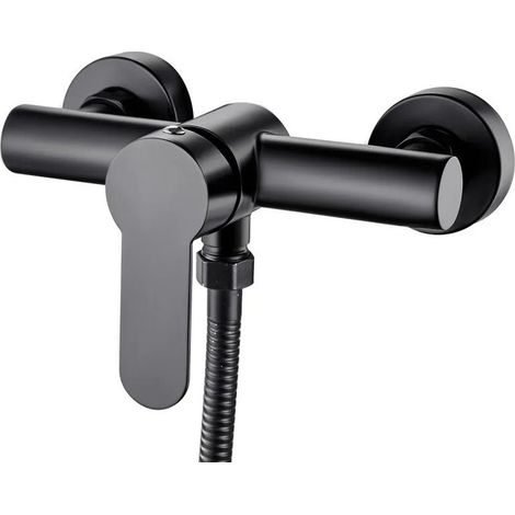 Baignoire Robinet De Douche Noir En Acier Inoxydable Salle De Bains Baignoire Robinet De Douche Pommeau De Douche Fixé Au Mur (1/5)