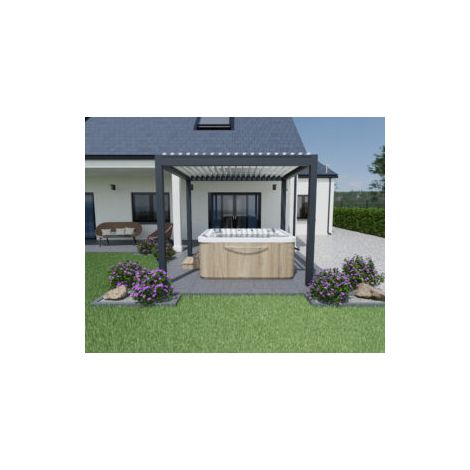 Pergola Bioclimatique Autoportante Motorisée Aluminium 3x3 Anthracite O ORIAL France (1/5)