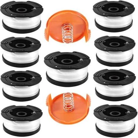 Bobine Fil Coupe Bordure pour Black et Decker Coupe-Bordures, Bobines A6481 A6485 Compatible avec Black et Decker Af-100, 9 Bobine de Fil Debroussailleuse avec 2 Couvercle de Bobine et 2 Ressort (1/5)