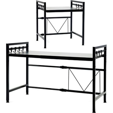 Trade Shop - Estantería De 40-65 Cm Con 8 Ganchos Para Colgar Herramientas De Muebles Para El Hogar -      Negro
