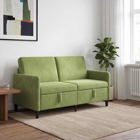 Canapé 2 places avec rangement sous siège, polyester vert clair, 152 x 78 x 87 cm - PANGIVO (1/5)