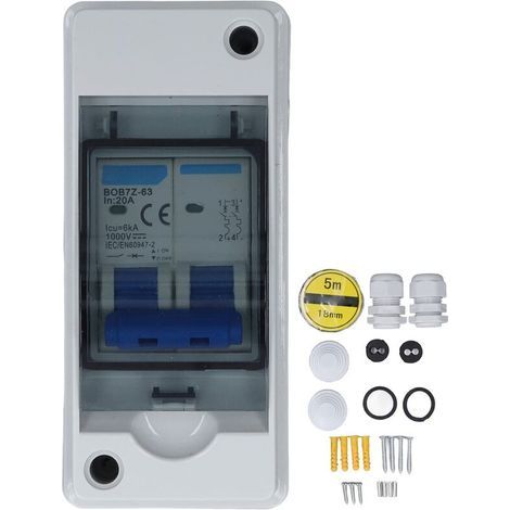 Jeffergarden Interrupteur de Déconnexion du Disjoncteur 1000V DC 20A Boîtier de Combinaison PV étanche avec Boîte de Distribution (1/4)