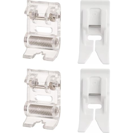 Pied-de-Biche Anti-Adhérent en et Pied à Rouleau, Pied Presseur Machine à Coudre Domestique Pied de Biche de Rouleau avec Roue Pied-de-Biche Zig Zag Pied à Rouleau Pied en 4PCS (1/5)