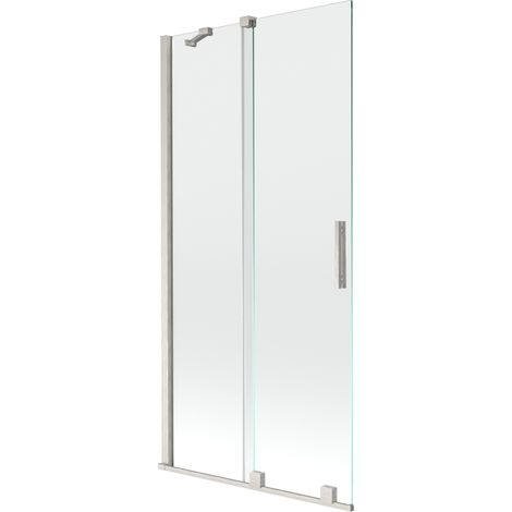 Mexen Velar paroi de baignoire à 2 volets coulissants 95 x 150 cm, transparent, nickel brossé - 896-095-000-01-97 (1/2)