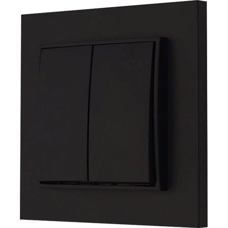 Interruptor doble con marco, Karlik mini, negro mate (1/5)