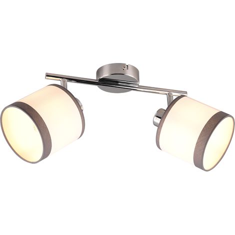 DAVOS BARRA 2 SPOTS ORIENTABILI METALLO CROMATO PARALUMI BIANCO E GRIGIO L. 35CM ATTACCO E14 (1/4)