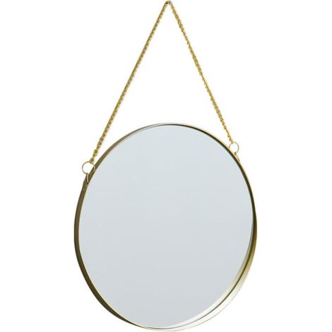 Miroir Mural Rond en Métal Doré sans Perçage, Décoratif et Résistant la Décoloration, pour Salle de Bains et Maquillage (1/5)