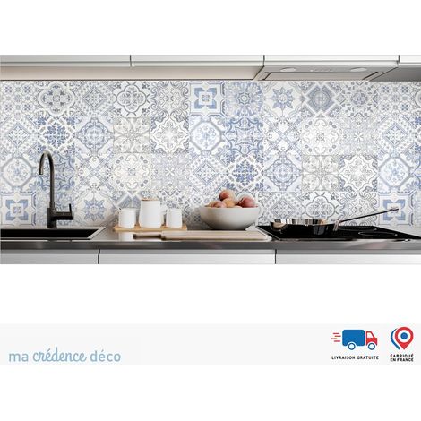 Crédence : Carrelage classique bleu - Alu composite - 60 - 120 (1/3)