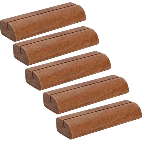 Lot de 5 porte-cartes de visite en bois avec présentoir photo et pince pour notes, fournitures de bureau (couleur foncée) (1/5)