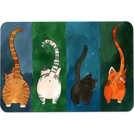 Shopcentral - Felpudo de bienvenida - Diseño de gato - Antideslizante - 40x60cm (1/5)