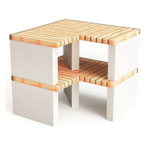 MOVELAR - Módulo de esquina de Nazca para Barbacoa de Obra Prefabricada (Blanco - 95 x 95 x 95 cm) - Uso en Exteriores (1/3)