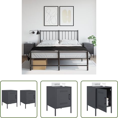 Meuble industriel - Tables de chevet 2 pcs anthracite 36x39x50,5 cm acier (1/5)