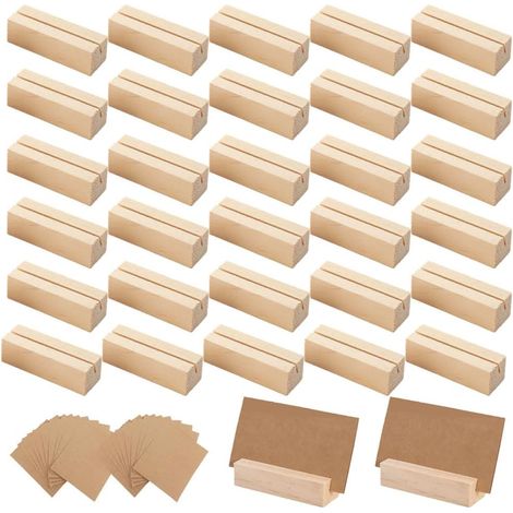 Lot de 30 supports en bois pour cartes, porte-cartes de table, supports en bois pour cartes, porte-cartes de table, supports pour cartes et photos pour mariages, restaurants, banquets et fêtes (1/4)