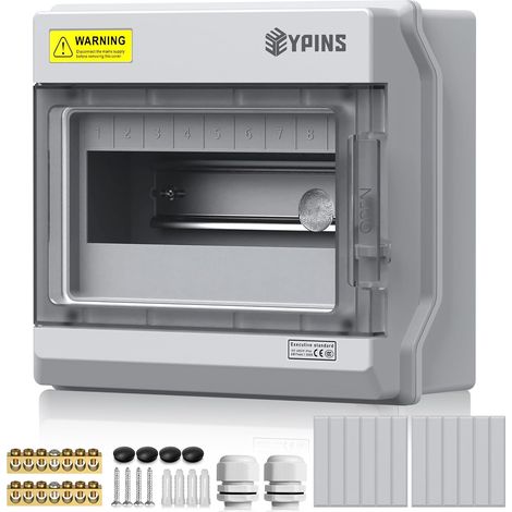 Coffret Électrique 9 Modules IP65 Extérieur Intérieur avec 2 Presse-étoupes M32,2 Barres de Cuivre,Kit de Fixation pour Pompe,Abri(21x9.8x19cm) (1/5)