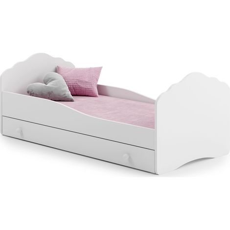 Lit enfant Fala 70x140 blanc avec tiroir, matelas et sommier, pour chambre d'enfant