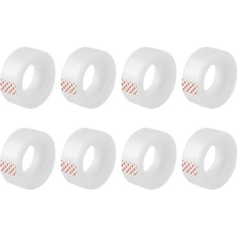 8 rouleaux de ruban adhésif transparent de bureau, dimensions 18 mm x 30 m, à forte adhérence. (1/5)