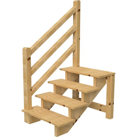 Terrassentreppe VENEZIA mit Treppengeländer links, 4 Stufen, H71cm B120cm, ohne Setzstzufen