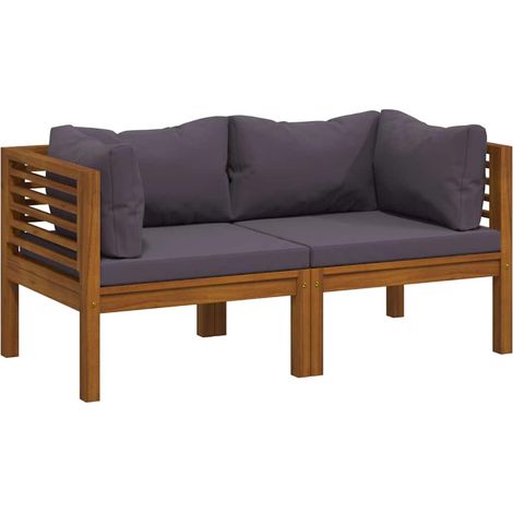 Canapé fixe 2 places de jardin, Canapé d'extérieur, Meuble de jardin, avec coussin Bois d'acacia massif OIB2271E (1/5)