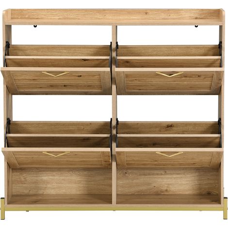 Zapatero moderno de 4 puertas con estructura de metal y estante superior 108,5 x 24 x 100 cm (1/5)