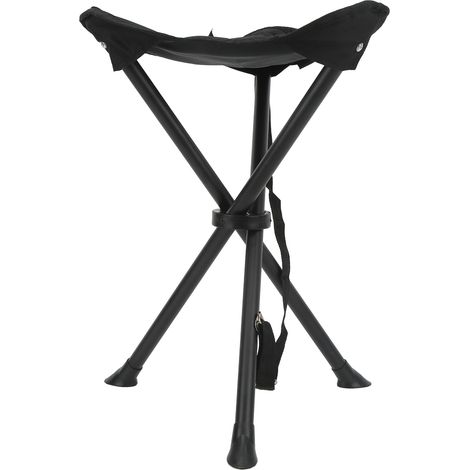 Tabouret pliant trépied 200 kg, antidérapant, stabilité optimale, chaise portable pour pêche camping pique-nique extérieur Noir (1/5)