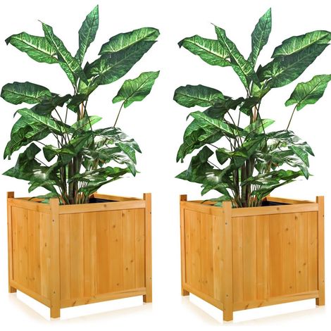 Melko 2xGarden vaso di fiori in legno vaso di fioriera fioriera fioriera vaso di fioriera cachepot quadrato