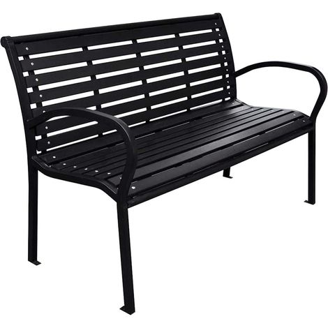 Garden Bench Black 116 cm Steel and WPC vidaXL