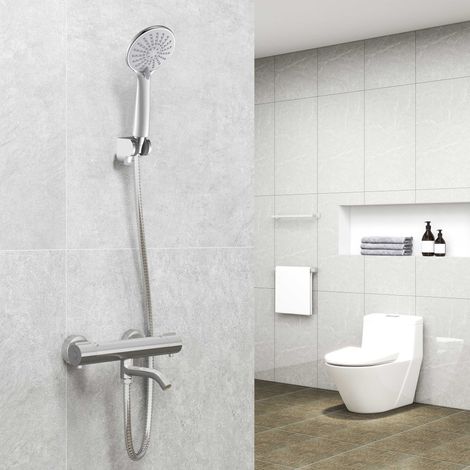 Biubiubath Bathrooms 3-spray pattern Wall Mounted Thermostatic Shower Mixer Tap - Chrome (1/5)